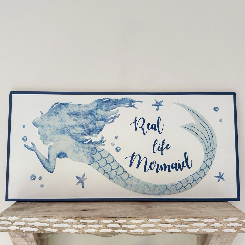 Real Life Mermaid Hanging Metal Sign 22” Nautical Beach Decor